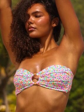 Floral Ring-Front Bandeau Top Field Trip Kulani Kinis Small